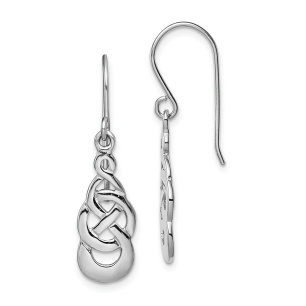 925 Sterling Silver Rhodium-plated Filigree Bead Dangle Earrings 